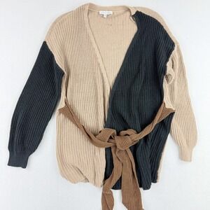 LOVE, WHIT BY WHITNEY‎ PORT Brown Color Block Cardigan Sweater Size M Womens